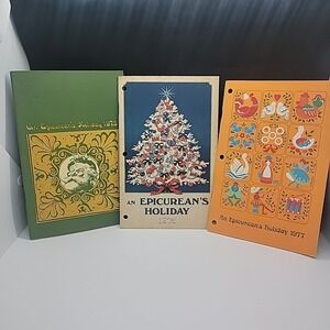 Lot Of 3 Vintage Epicurean's Holiday Cookbooks 1973, 75, 77